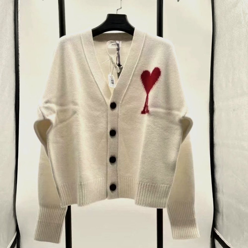 AMI Paris big heart cardigan - White Medium